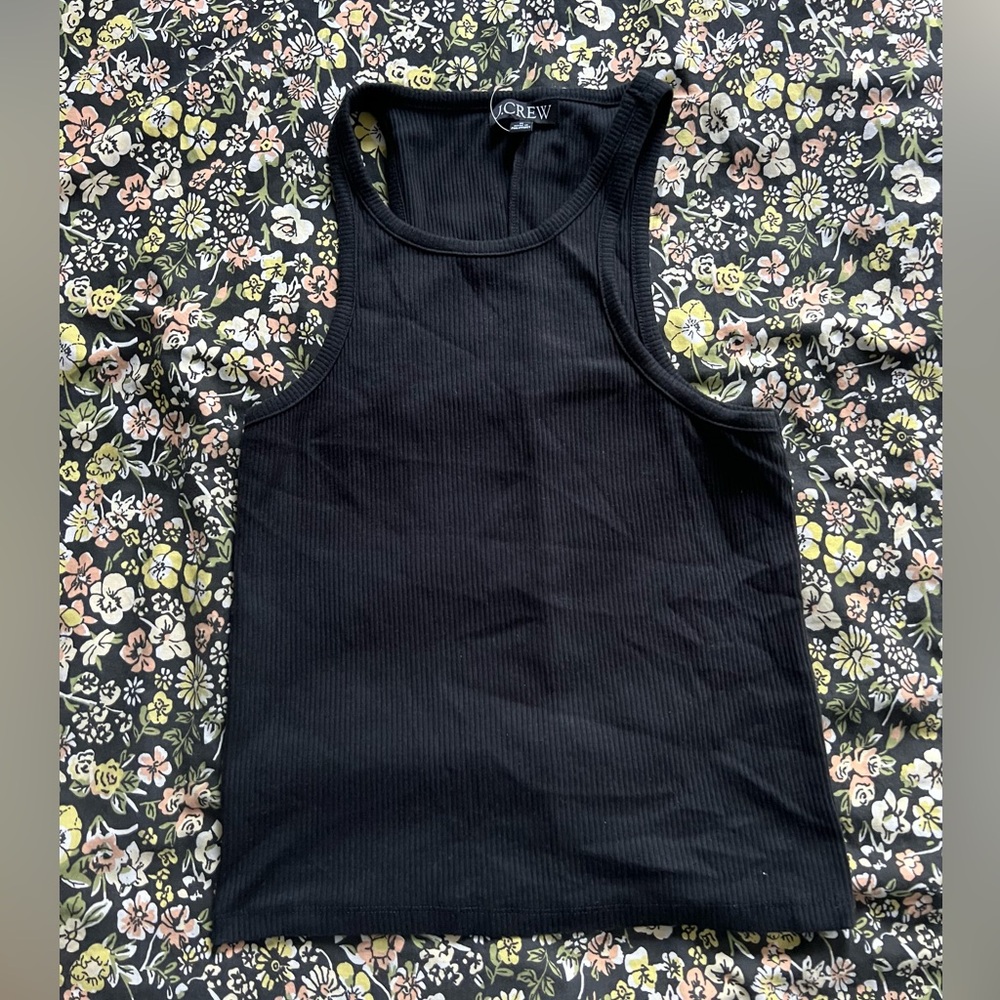 J.Crew Black Ribbed Tank Top - Picture 2 of 4